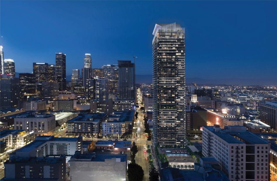 Onni apartment tower continues its ascent at 1000 S. Hill Street in